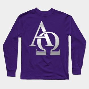 Silver Alpha and Omega Symbol Long Sleeve T-Shirt